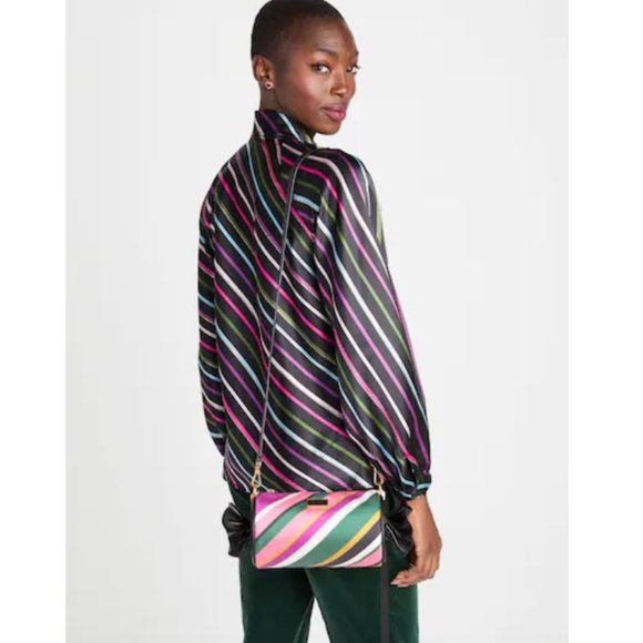 kate spade Party Stripe Tie-neck Shirt blouse top size medium nwot - Picture 4 of 8
